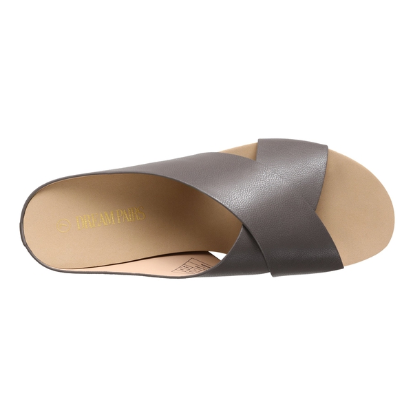Platform Criss-Cross Flat Sandals - BROWN PU - 3